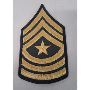 E-9 Sergeant Major Army Surplus Patch VTG 1970-1990 Gold on Dark Green Dress NOS